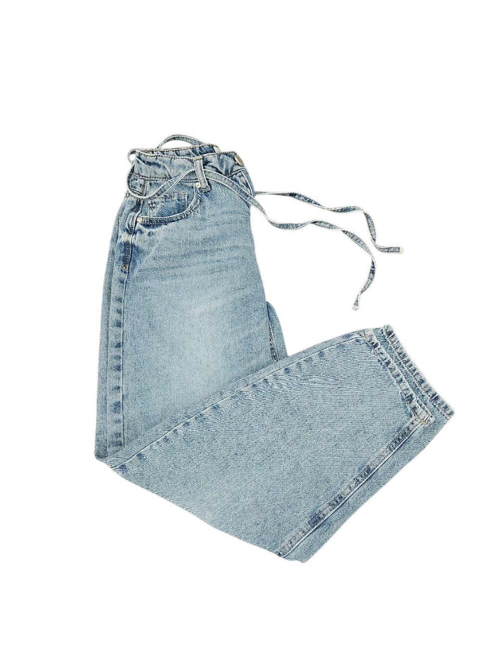 Junior Banjara Light Wash Denim Jeans - Casual High-Waist & Rise/Tie- Waist